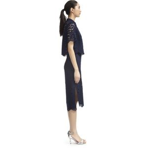 Whistles Camilla Navy Lace Pencil Skirt